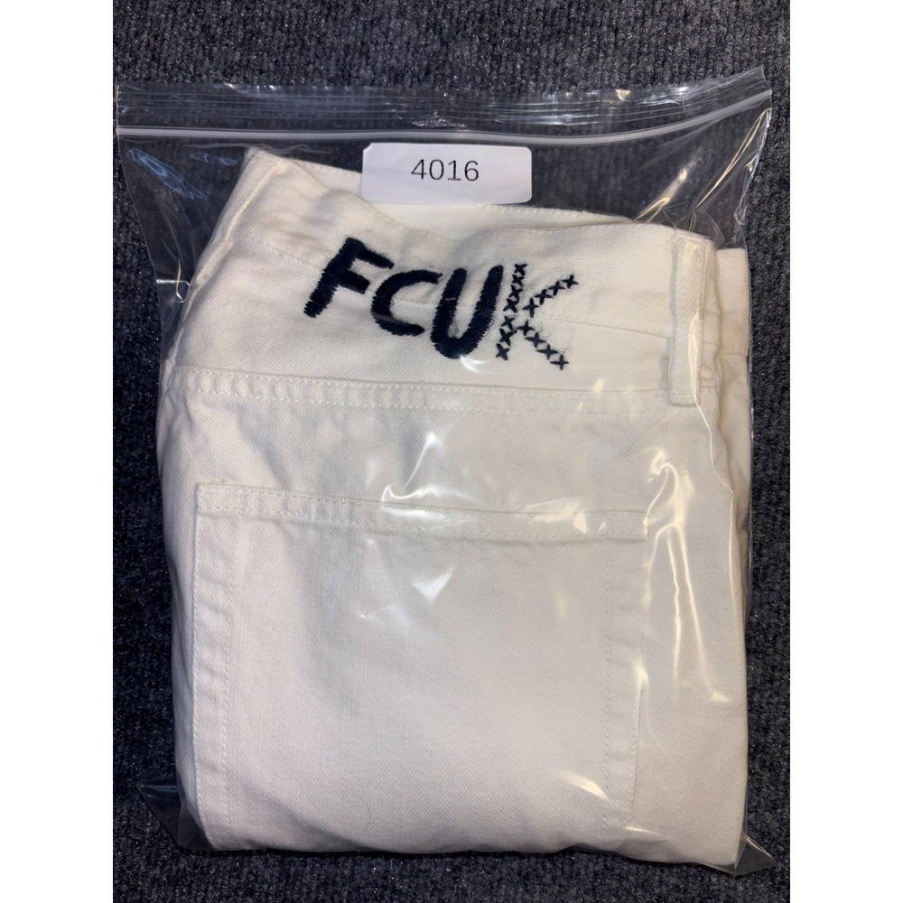 FCUK Bootcut Jeans Womens 32 White Denim Light Wash Grunge Streetwear Button Fly - Picture 11 of 11